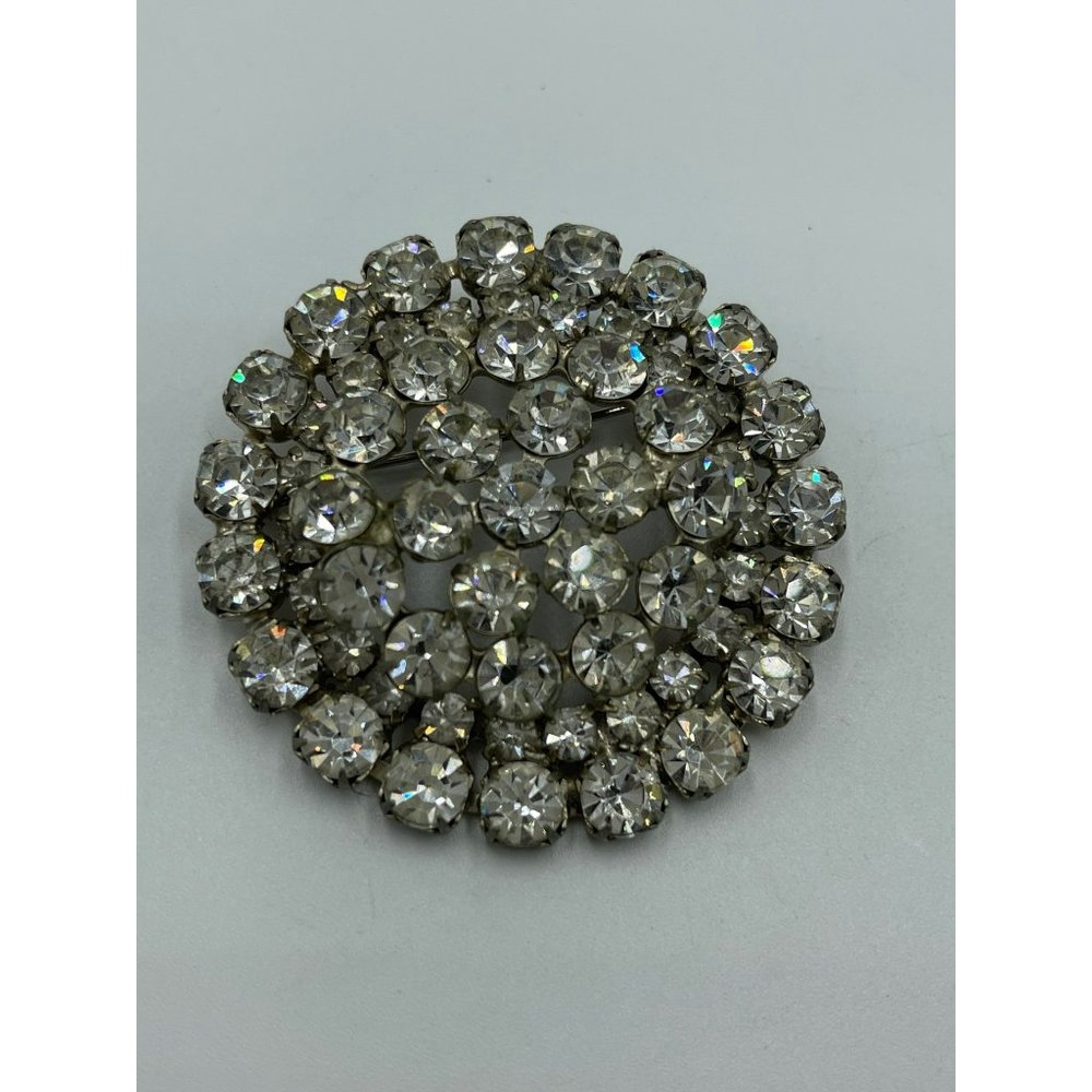 Vintage Unsigned High End Rhodium Plated & Rhinest